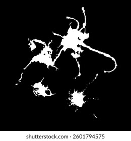 Grunge birds droppings black and white. Flat blots style vector illustration. Map. Abstract paint drop.