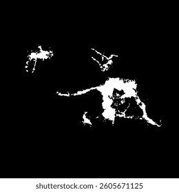 Grunge birds droppings black and white. Flat blots style vector illustration. Map. Abstract paint drop.