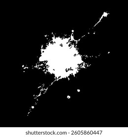 Grunge birds droppings black and white. Flat blots style vector illustration. Map. Abstract paint drop.