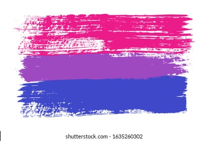 Grunge bisexual pride flag. Vector banner Symbol of LGBT movement. LGBTQ community.