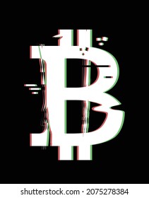 Grunge bitcoin sign. Vector illustration design for fashion graphics, t shirt prints etc