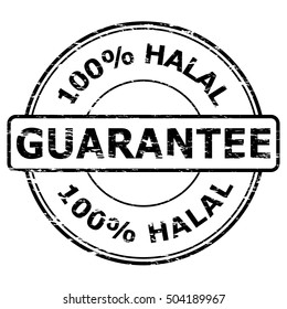 Grunge black 100% Halal Guarantee rubber stamp