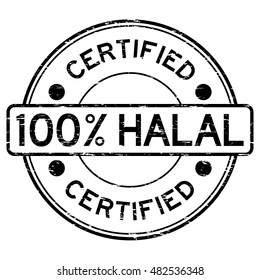 Grunge black 100 percent halal certified rubber stamp