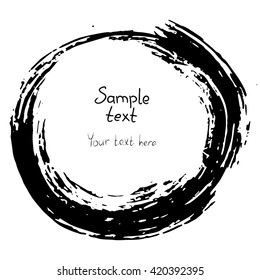 Grunge black abstract round textured vector shape. Vector design grunge element. 