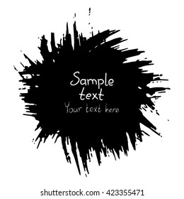 Grunge black abstract round textured vector blotched shape. Vector design grunge element. 