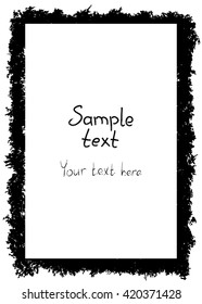 Grunge black abstract textured vector rectangular frame. Vector design grunge element. 