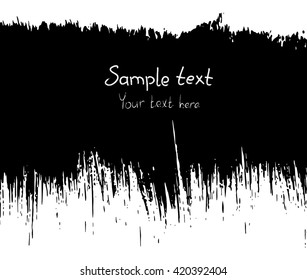 Grunge black abstract textured vector rectangular band frame. Vector design grunge element. 