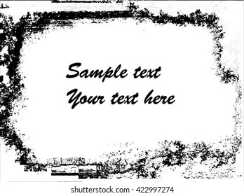 Grunge black abstract textured vector rectangular frame. Vector design grunge element.