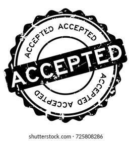 Grunge black accepted round rubber seal stamp on white background