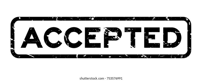 Grunge black accepted word square rubber seal stamp on white background