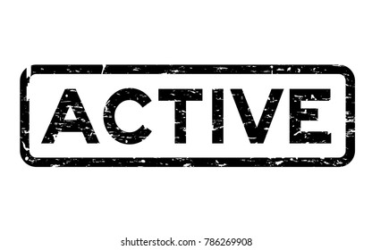 Grunge black active square rubber seal stamp on white background