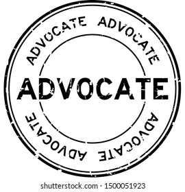 Grunge black advocate word round rubber seal business stamp on white background