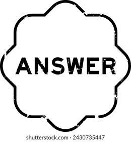 Grunge black answer word rubber seal stamp on white background