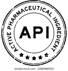 Grunge black API Active Pharmaceutical Ingredient word round rubber seal stamp on white background