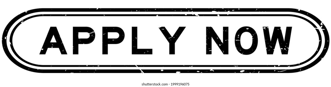 Grunge black apply now word rubber seal stamp on white background