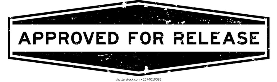 Grunge black approved for release word hexagon seal stamp on white background