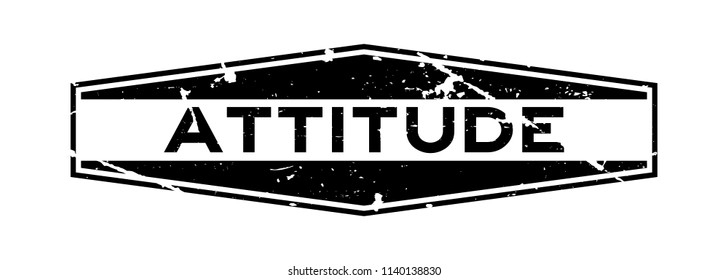 Grunge black attitude word hexagon rubber seal stamp on white background