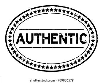 Grunge black authentic oval rubber seal stamp on white background