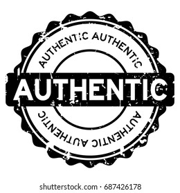 Grunge black authentic round rubber seal stamp on white background