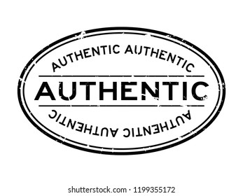 Grunge black authentic word oval rubber seal stamp on white background