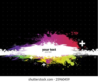 Grunge Black background with a colorful rainbow ink splat effect 3