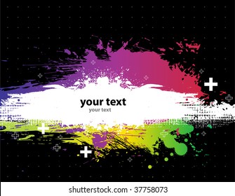 Grunge Black Background with a Colorful Rainbow Ink Splat Effect