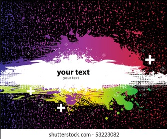 Grunge Black background with a colorful rainbow ink splat effect