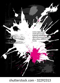 Grunge black background with splats. All elements are grouped separately.