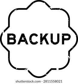 Grunge black backup word square seal stamp on white background