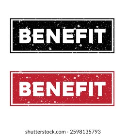 Grunge black benefit word round seal stamp on white background