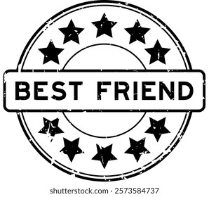 Grunge black best friend word round rubber seal stamp on white background
