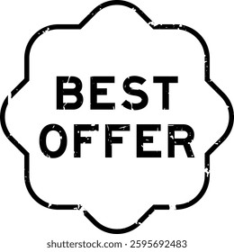 Grunge black best offer word rubber seal stamp on white background