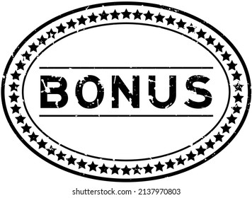 Grunge black bonus word oval rubber seal stamp on white background
