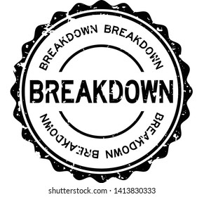 Grunge black breakdown word round rubber seal stamp on white background