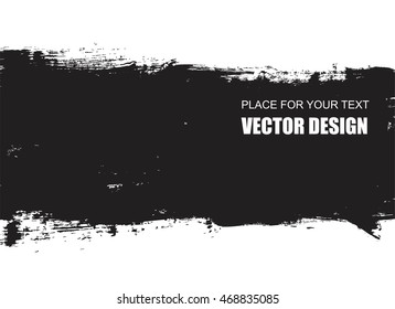 Grunge black brush stroke background. Place for text.