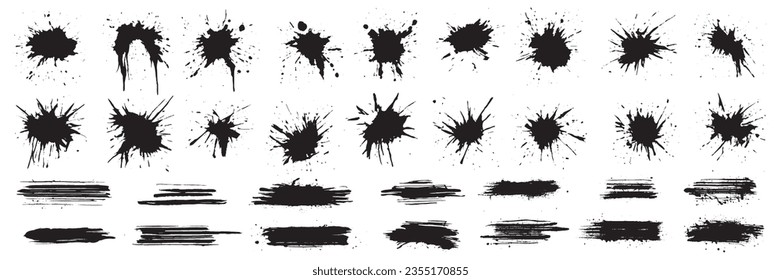 grunge black brush stroke and ink splash. splatter, stain vector