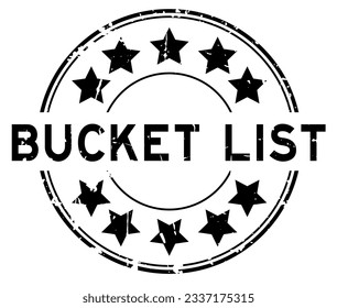 Grunge black bucket list word round rubber seal stamp on white background