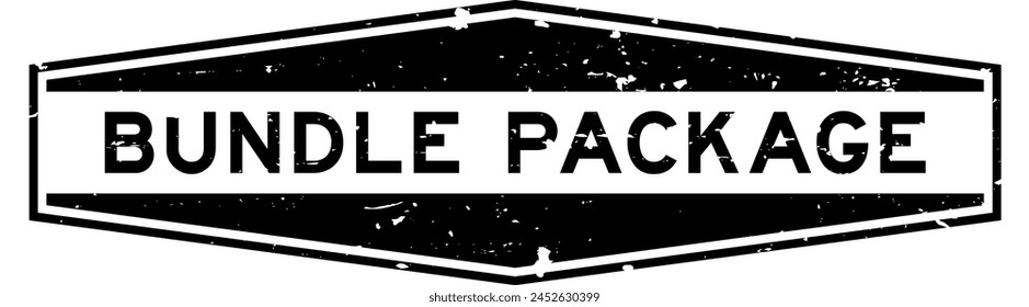 Grunge black bundle package word hexagon rubber seal stamp on white background