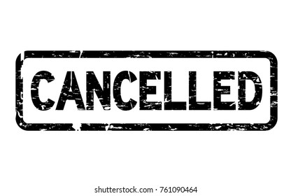 Grunge black cancelled square rubber seal stamp on white background