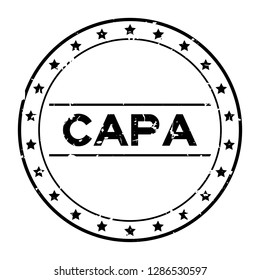 Grunge black CAPA (abbreviation of corrective action and preventive action) word round rubber seal stamp on white background