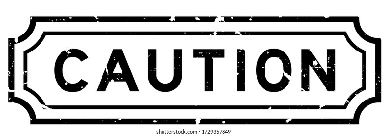 Grunge black caution word rubber seal stamp on white background
