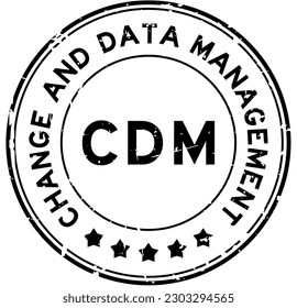 Cambio de MDL negro grueso y gestión de datos sello de sello de sello de goma redondo sobre fondo blanco