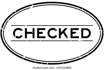 Grunge black checked word oval rubber seal stamp on white background