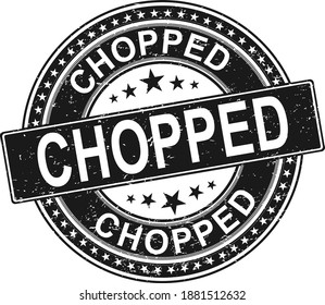Grunge black chopped word with star icon round rubber seal stamp on white background