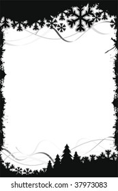Grunge Black Christmas frame with tree and stripes