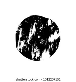 Grunge black circle post stamp, vector banner, insignia, logo, icon, label, badge, box, frame. Distress hand drawn grunge texture, background, blank black shape. Abstract print for t-shirt. 