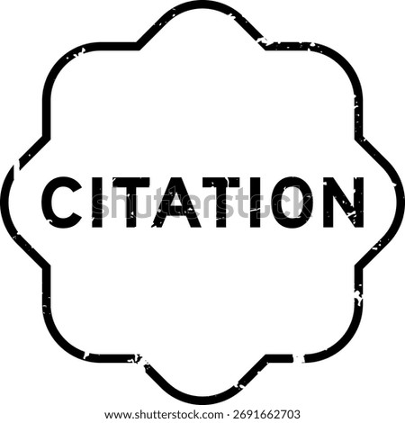 Grunge black citation word square rubber seal stamp on white background