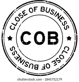 Grunge black COB close of business word round rubber seal stamp on white background