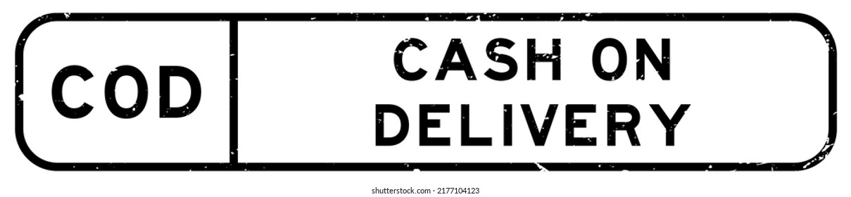 Grunge black COD cash on delivery word square rubber seal stamp on white background