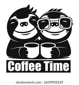 Grunge black coffee time word with cup icon round rubber seal stamp on white background